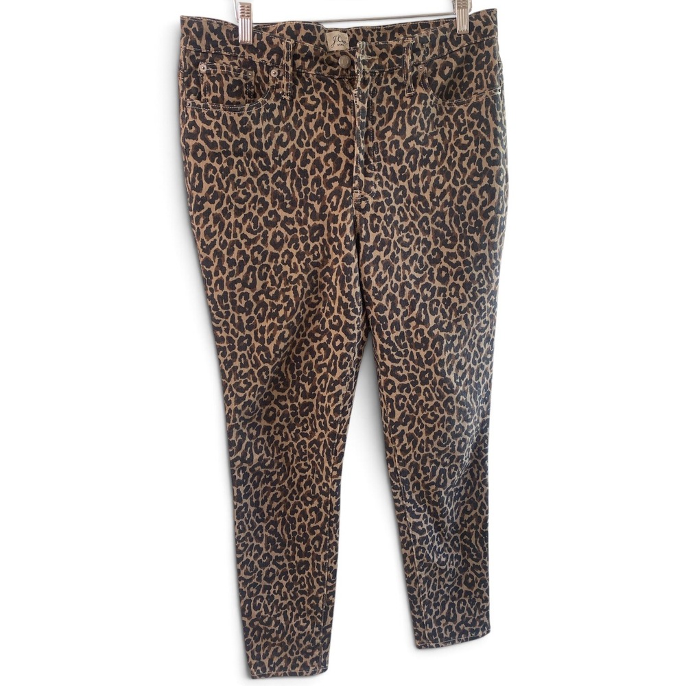 J.Crew 10 High-Rise Toothpick Skinny Jeans Leopard Print Brown Size 31